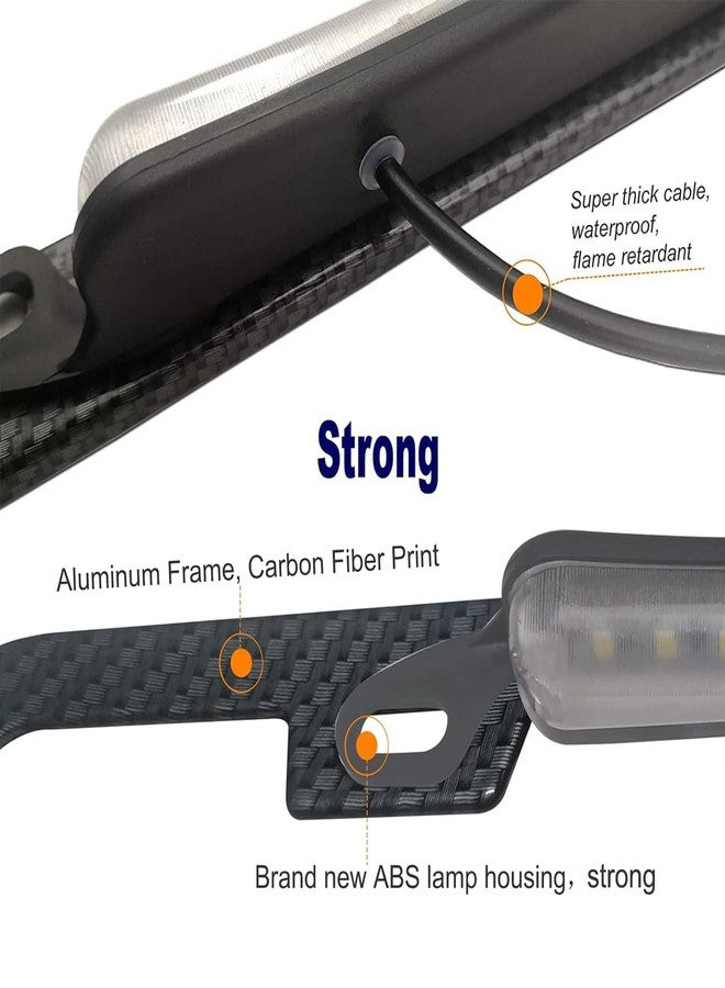 AOOTF License Plate Frame with Light Bar Assembly- License Plate Light Lamp Bulbs & Aluminium Carbon Fiber Car Tag Holder Mount Kit for Truck SUV Trailer, 12V Waterproof White, Screws Caps - Image 3