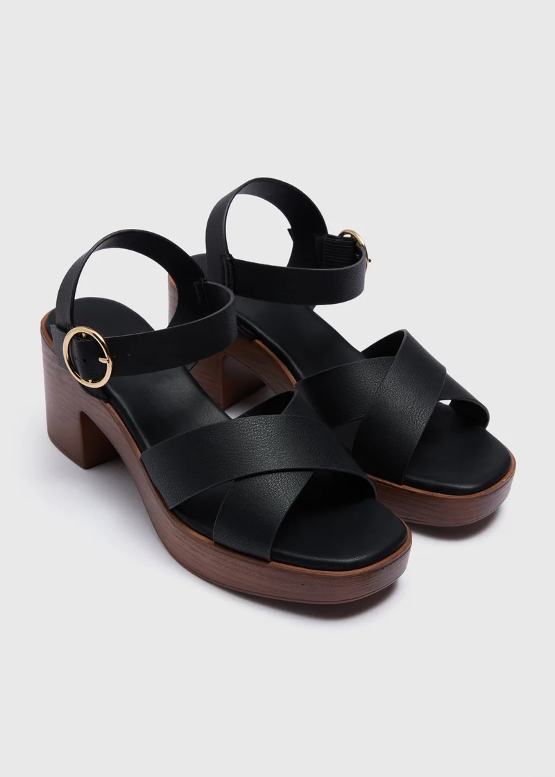 Matalan Black Clog High Sandals
