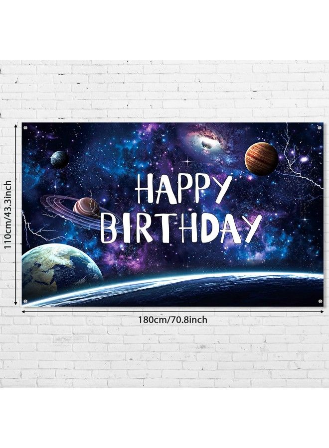 Tegeme Space Galaxy Birthday Party Decorations Space Theme Backdrop Space Photography Background For Birthday Party Supplies Universe Milky Way Planet For Kid Boys Happy Birthday 70.8 X 43.3 Inches - Image 3