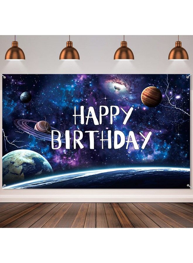 Tegeme Space Galaxy Birthday Party Decorations Space Theme Backdrop Space Photography Background For Birthday Party Supplies Universe Milky Way Planet For Kid Boys Happy Birthday 70.8 X 43.3 Inches - Image 2
