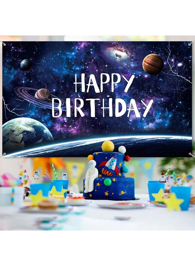 Tegeme Space Galaxy Birthday Party Decorations Space Theme Backdrop Space Photography Background For Birthday Party Supplies Universe Milky Way Planet For Kid Boys Happy Birthday 70.8 X 43.3 Inches - Image 5