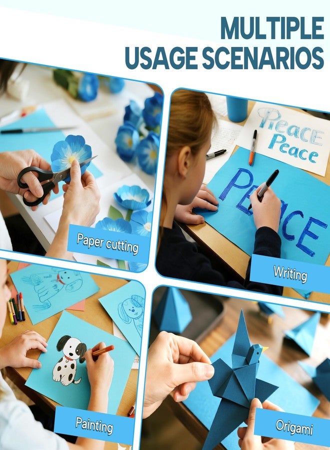 Bupete 100 Sheets 8.5" X 11" Colored Paper 5 Assorted Blue Construction Paper - Image 5