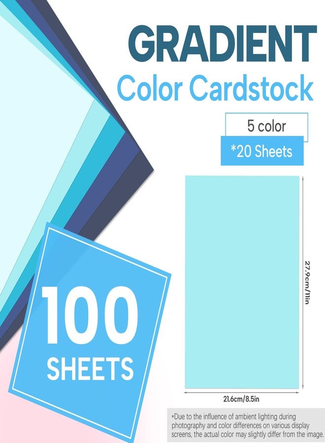 Bupete 100 Sheets 8.5" X 11" Colored Paper 5 Assorted Blue Construction Paper - Image 2