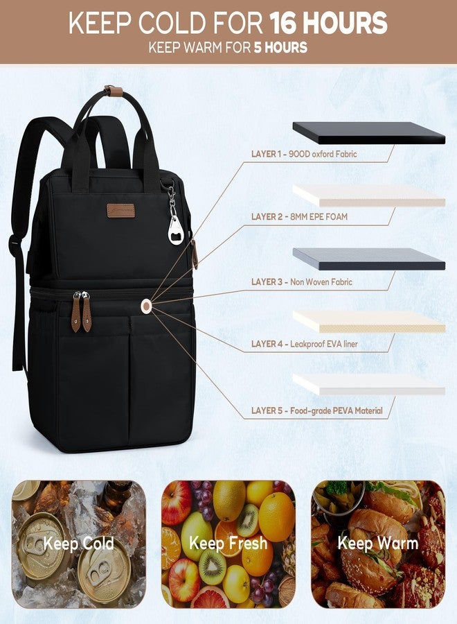 Maelstrom Cooler Backpack, 36 Cans Insulated Backpack Cooler, Soft Leakproof Double Deck Cooler Bag, Lightweight Lunch Backpack for Men & Women,Perfect for Beach Travel, Camping & Work-Black - Image 2