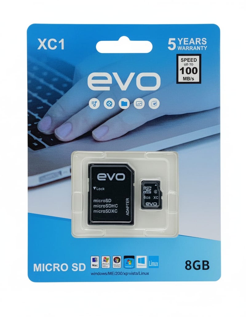 EVO Micro SD Memory Card XC1 Speed Up To 100 MB/s - 8 GB