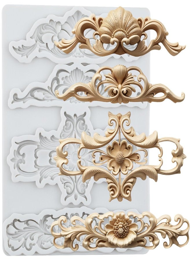 MYPRACS Baroque Silicone Molds Curlicues Scroll Lace Fondant Mold Relief Flower Lace Mold For Cake Decorating Cupcake Topper Candy Chocolate Polymer Clay Gum Paste - Image 1