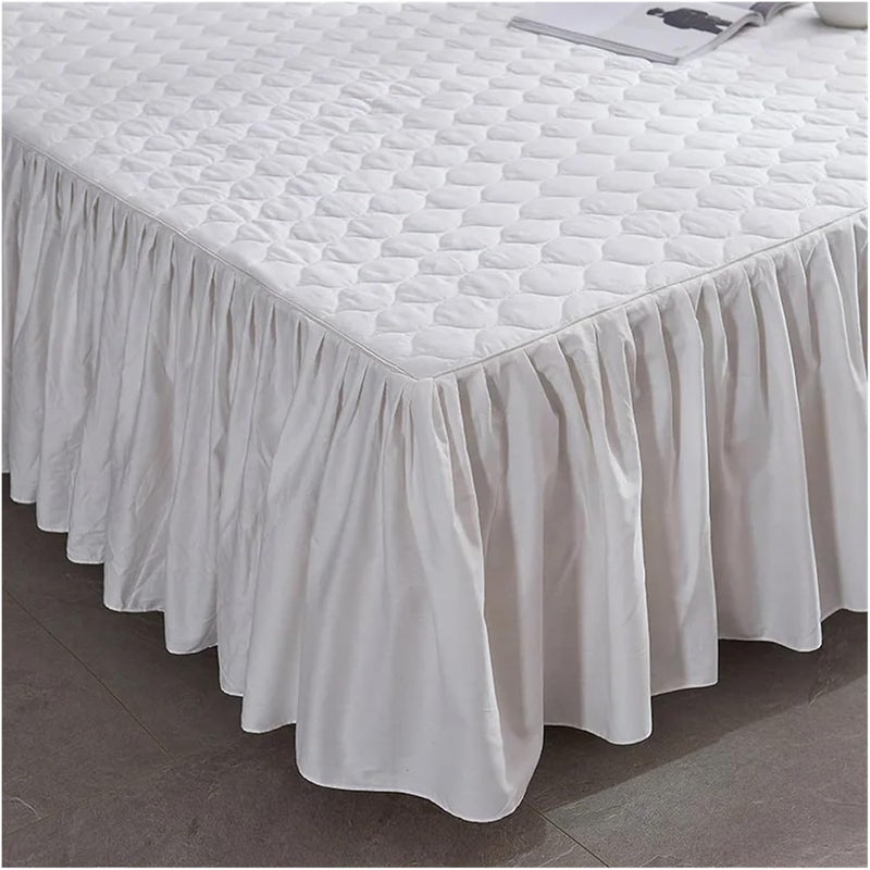 Double Bedspread Cotton Bed Skirts Linen Set Skirt Mattress Cover King Queen Size(Color-09,1.5mx2.0mx0.45m 3pcs) - Image 2
