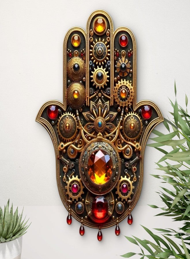 Whittlewud Wooden Hamsa Hand Wall Hanging 8x10.6 Inch Home & Spiritual Decor Easy to Hang | Decorative Wall Art for Living Room, Bedroom, Entrance & Office - Image 3