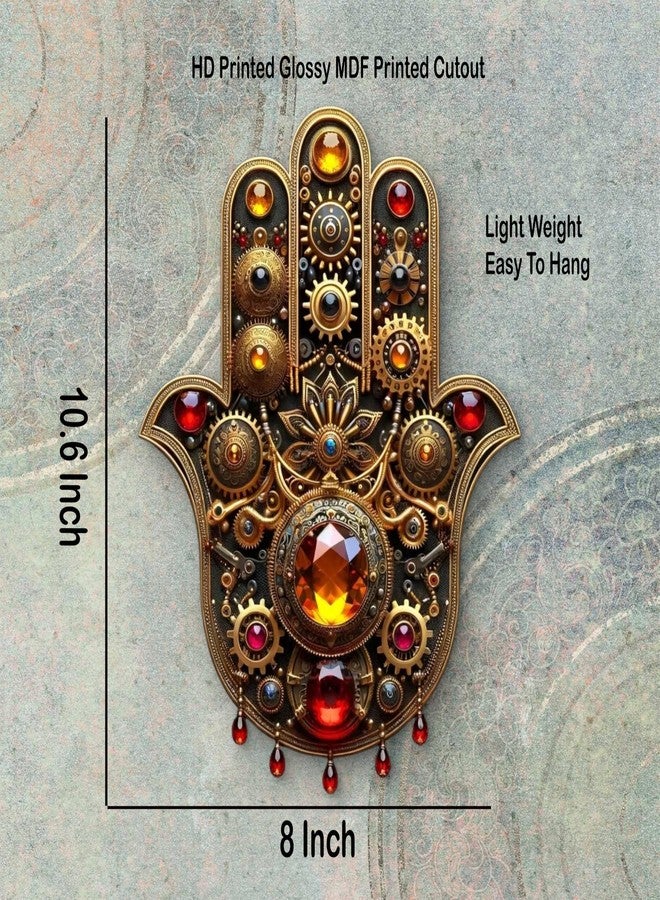 Whittlewud Wooden Hamsa Hand Wall Hanging 8x10.6 Inch Home & Spiritual Decor Easy to Hang | Decorative Wall Art for Living Room, Bedroom, Entrance & Office - Image 4