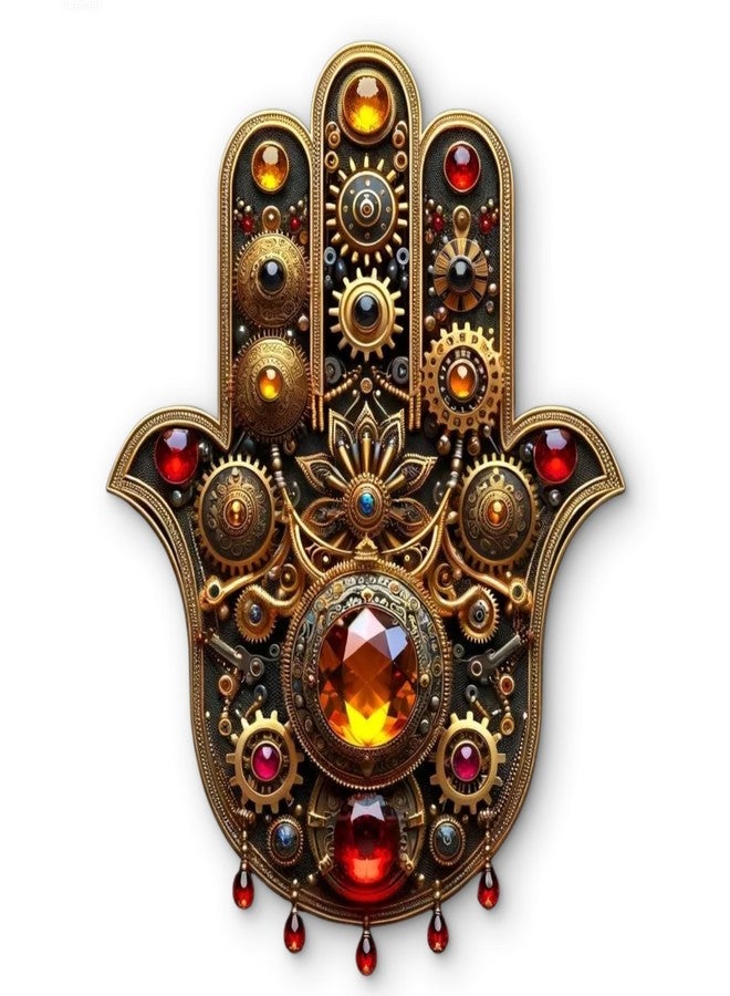 Whittlewud Wooden Hamsa Hand Wall Hanging 8x10.6 Inch Home & Spiritual Decor Easy to Hang | Decorative Wall Art for Living Room, Bedroom, Entrance & Office - Image 1