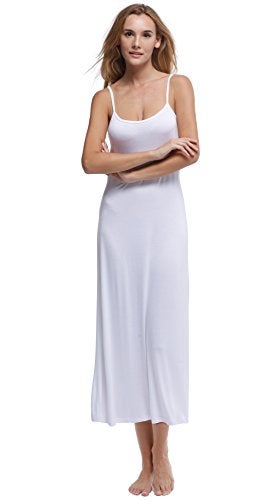 Papicutew Women's Long Full Cami Slip Dress Sleeveless Nightgowns (White, XX-Large) - Image 1