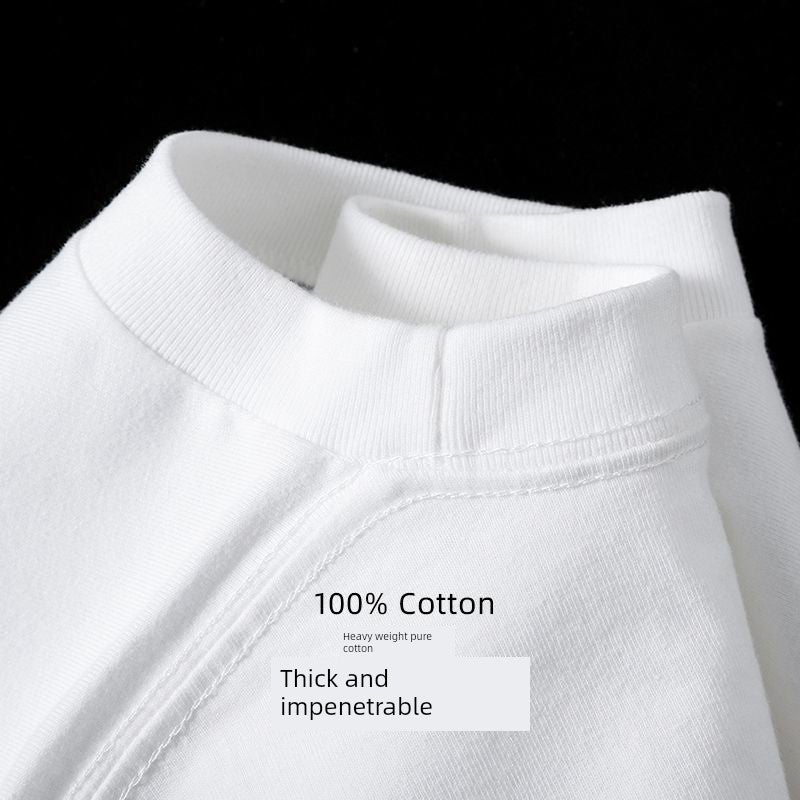 cotton 300g heavy and thick non-transparent pure cotton long-sleeved T-shirt loose medium-length undershirt for men and women in autumn and winter - Image 2