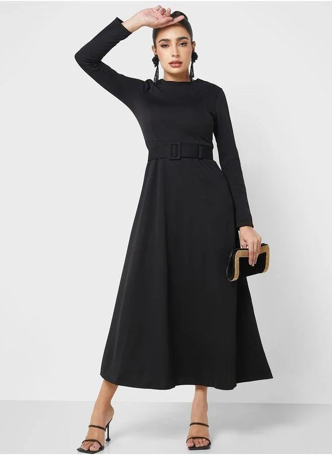 Refka by modanisa Belted A-Line Dress