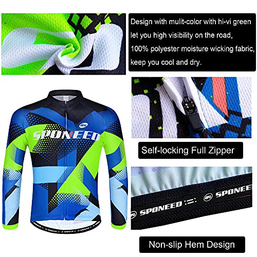 sponeed Men Biking Pants Padded Tights Bicycle Tops Jersey Cycling Uniforms Club Team Spring Style US M Multi - Image 4
