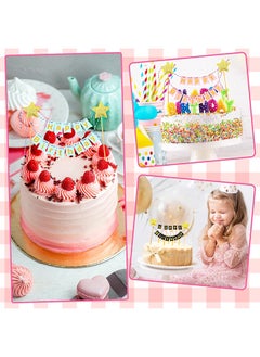 Urit 6 Pcs Happy Birthday Cake Topper, Glitter Bunting Banner, Birthday Baby Shower Party Baking Decoration Supplies  - Image 4
