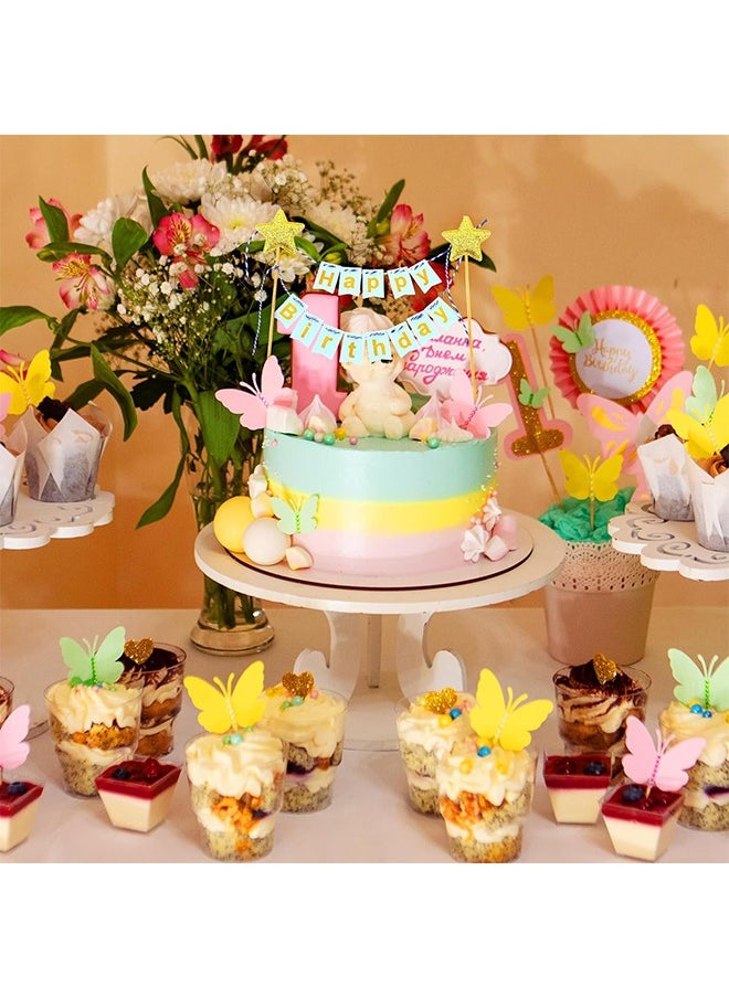Urit 6 Pcs Happy Birthday Cake Topper, Glitter Bunting Banner, Birthday Baby Shower Party Baking Decoration Supplies  - Image 5