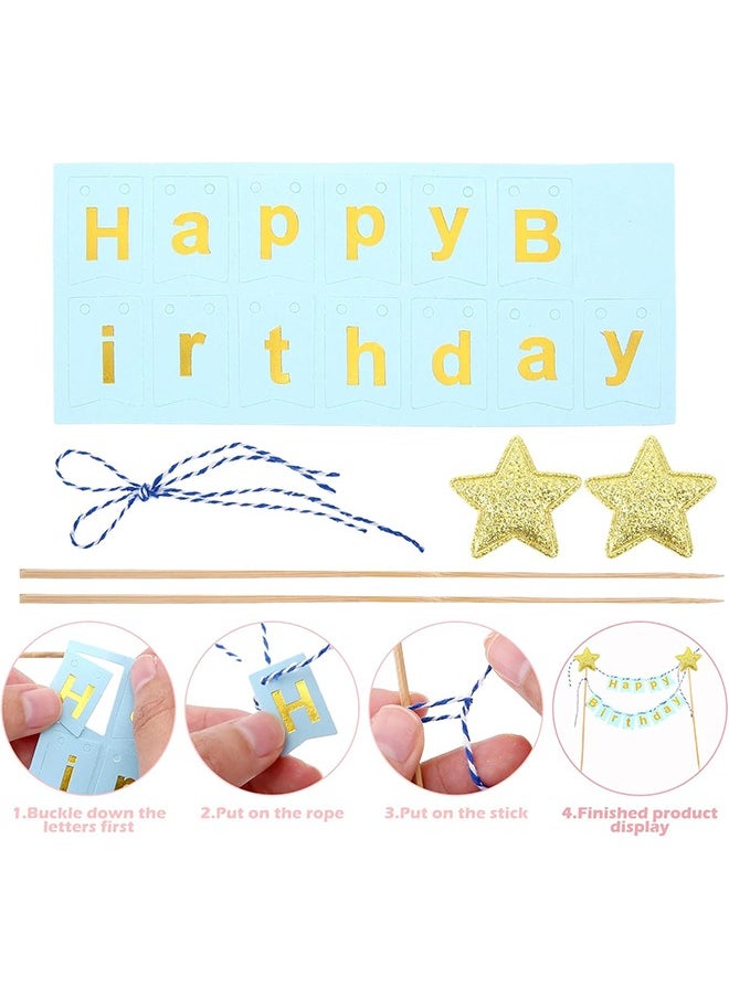 Urit 6 Pcs Happy Birthday Cake Topper, Glitter Bunting Banner, Birthday Baby Shower Party Baking Decoration Supplies  - Image 3