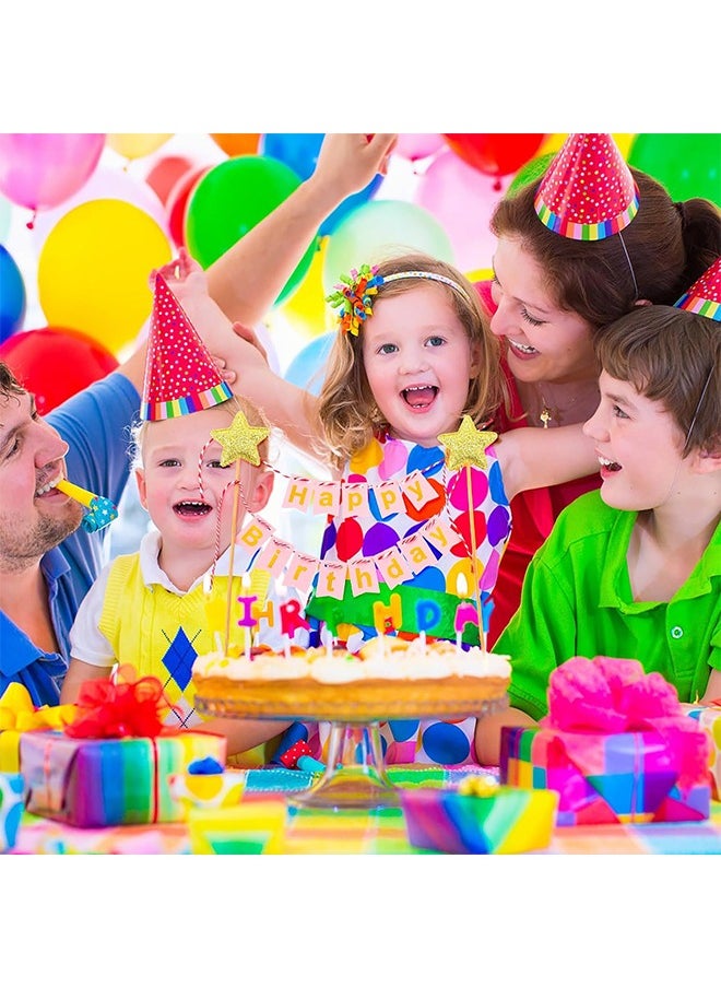 6 Pcs Happy Birthday Cake Topper, Glitter Bunting Banner, Birthday Baby Shower Party Baking Decoration Supplies