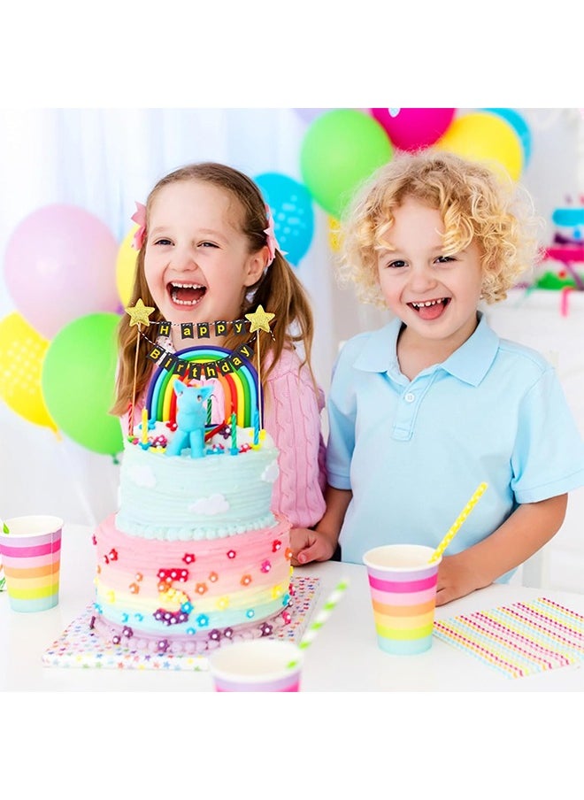 6 Pcs Happy Birthday Cake Topper, Glitter Bunting Banner, Birthday Baby Shower Party Baking Decoration Supplies