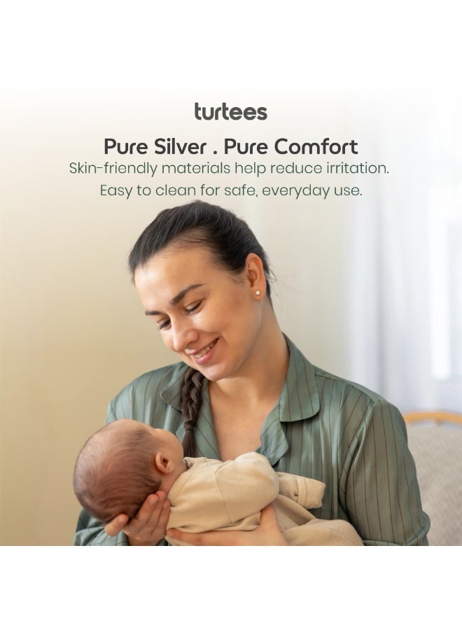 Turtees 999 Pure Silver Nipple Cups for Breastfeeding Mothers – Reusable Silver Nursing Cups with Silicone Ring – Crack Relief, Sore Nipple Protection – Nickel Free, Eco-Friendly Breast Care Shield- TSC300 - Image 4