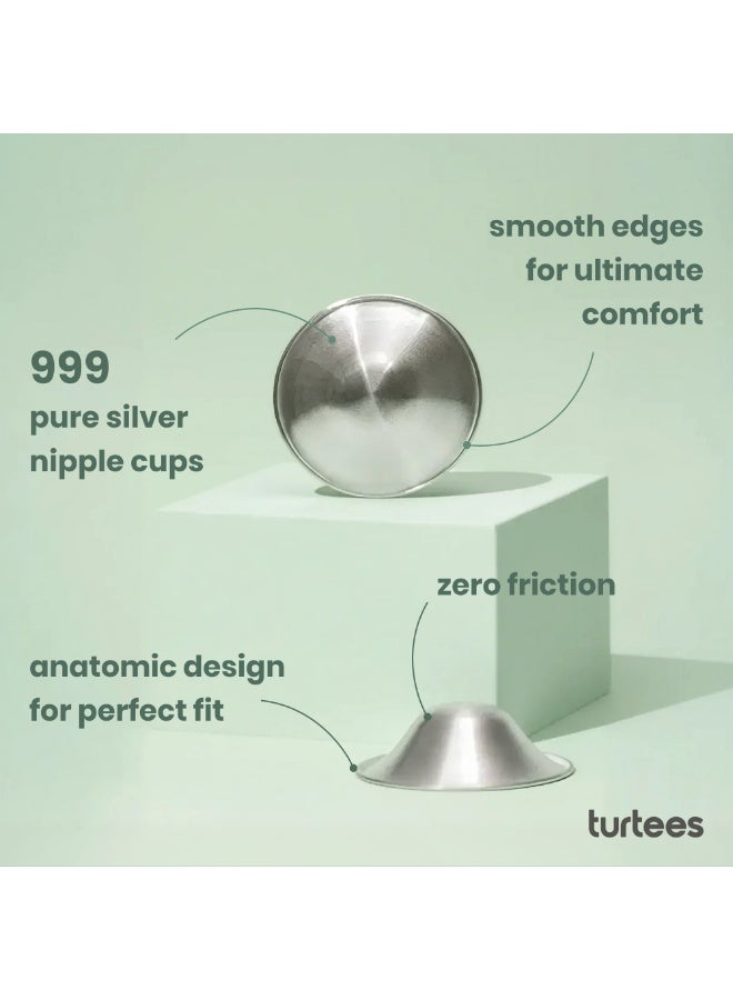 Turtees 999 Pure Silver Nipple Cups for Breastfeeding Mothers – Reusable Silver Nursing Cups with Silicone Ring – Crack Relief, Sore Nipple Protection – Nickel Free, Eco-Friendly Breast Care Shield- TSC300 - Image 5