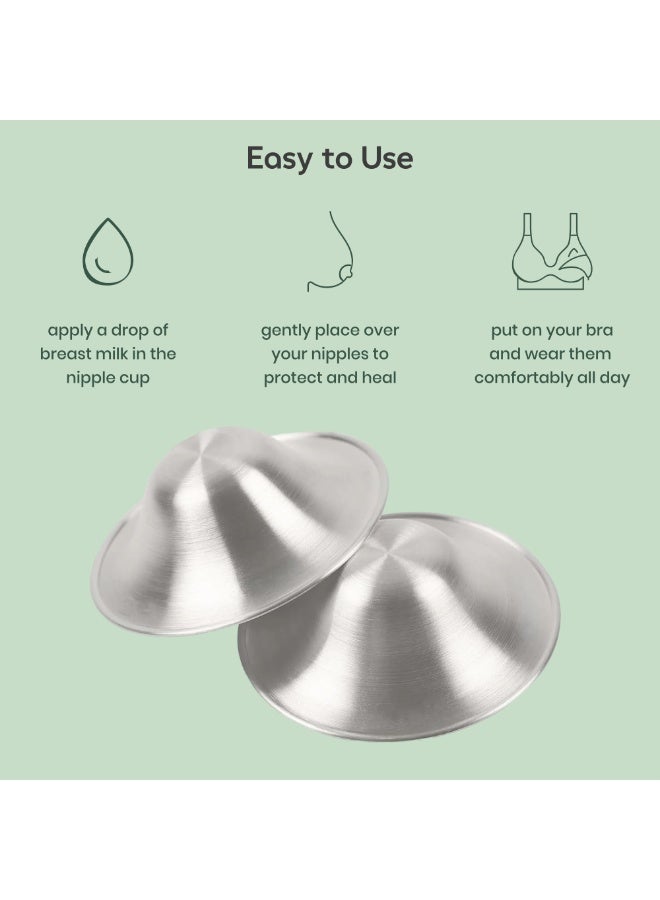 Turtees 999 Pure Silver Nipple Cups for Breastfeeding Mothers – Reusable Silver Nursing Cups with Silicone Ring – Crack Relief, Sore Nipple Protection – Nickel Free, Eco-Friendly Breast Care Shield- TSC300 - Image 3