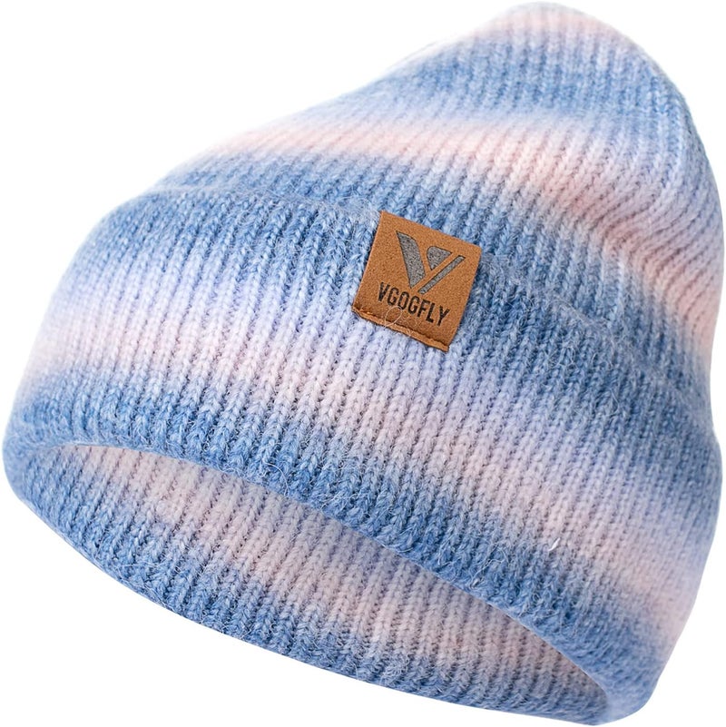 Vgogfly Beanie Men Slouchy Knit Skull Cap Warm Stocking Hats Guys Women Striped Winter Beanie Hat Cuffed Plain Hat - Image 1