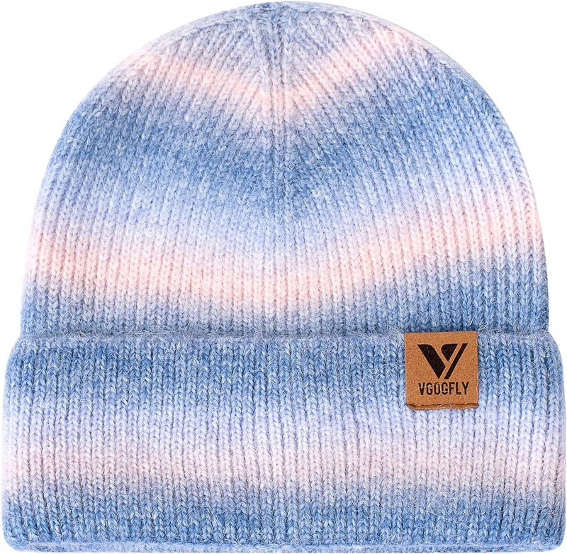 Vgogfly Beanie Men Slouchy Knit Skull Cap Warm Stocking Hats Guys Women Striped Winter Beanie Hat Cuffed Plain Hat - Image 2