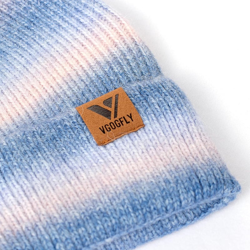 Vgogfly Beanie Men Slouchy Knit Skull Cap Warm Stocking Hats Guys Women Striped Winter Beanie Hat Cuffed Plain Hat - Image 3