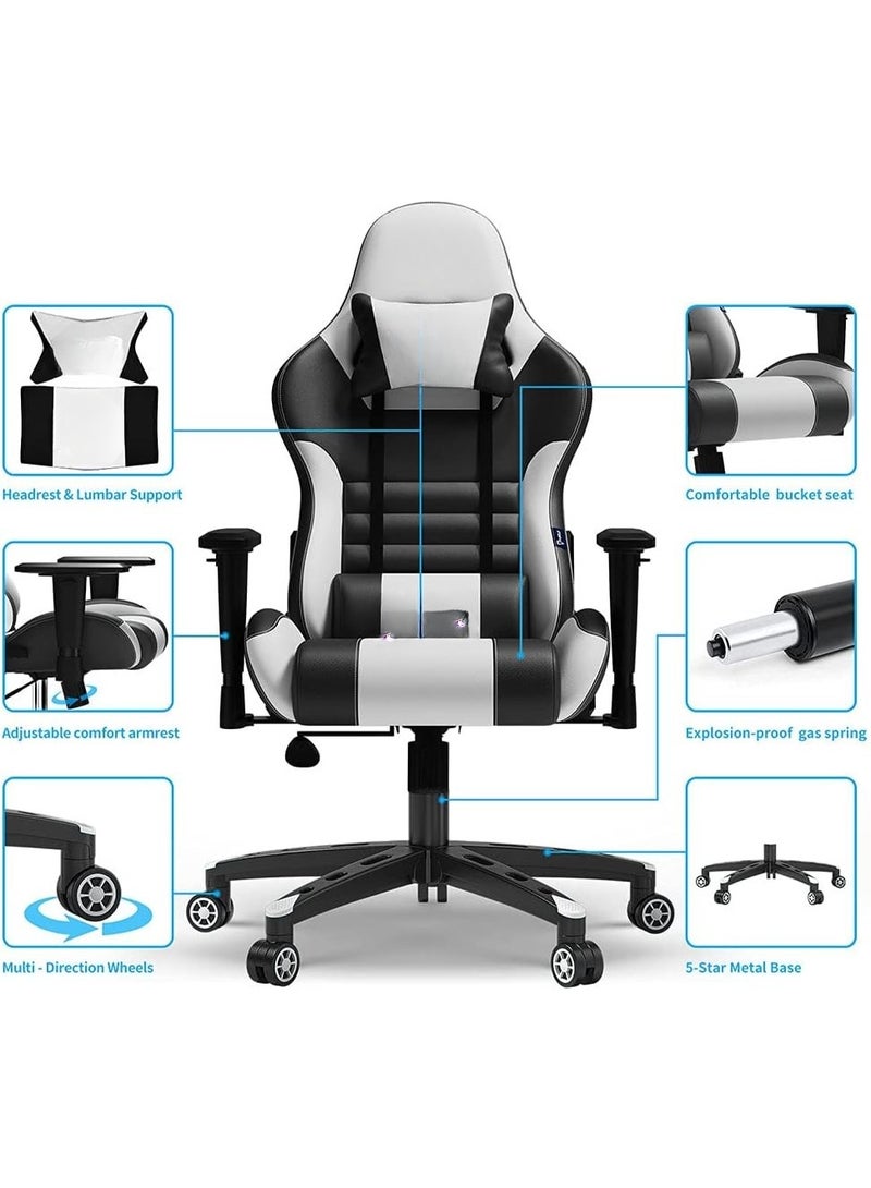 Ergonomic Gaming Chair with Adjustable Reclining Backrest – 4D Swivel PU Leather Computer Chair for Gaming & Office Use - Image 2