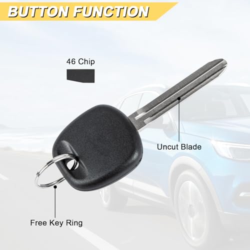 Vurkcy 4D-67 TOY44D-PT Chip Transponder Ignition Car Key Replacement for 2003-2010 Toyota 4Runner Camry Corolla Highlander Rav4 Sienna Tacoma Tundra Scion, New Uncut, Locksmith Required - Image 3