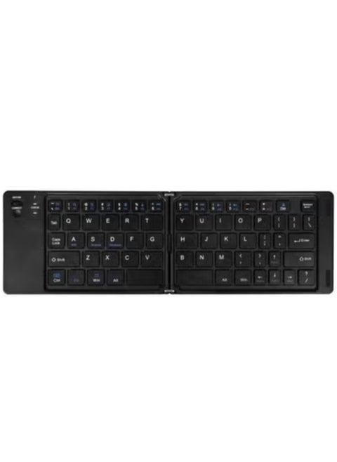 B028 Two-Fold Portable Mini Bluetooth Keyboard – Foldable Lightweight Wireless Keypad with Rechargeable Battery, Charging Indicator & Quiet Typing – Universal Compatibility with Android, iOS, Windows Devices – Compact Travel & Office Keyboard – Ultra-Slim, Durable Design – Color: Black