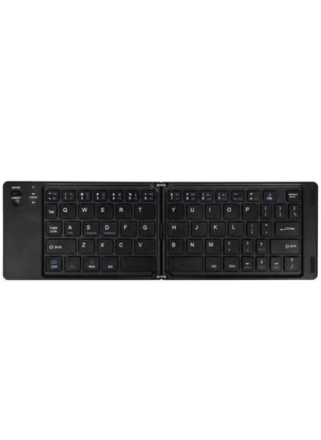 إلترازون B028 Two-Fold Portable Mini Bluetooth Keyboard – Foldable Lightweight Wireless Keypad with Rechargeable Battery, Charging Indicator & Quiet Typing – Universal Compatibility with Android, iOS, Windows Devices – Compact Travel & Office Keyboard – Ultra-Slim, Durable Design – Color: Black  - Image 1