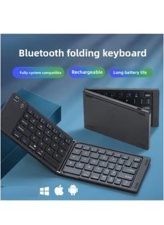إلترازون B028 Two-Fold Portable Mini Bluetooth Keyboard – Foldable Lightweight Wireless Keypad with Rechargeable Battery, Charging Indicator & Quiet Typing – Universal Compatibility with Android, iOS, Windows Devices – Compact Travel & Office Keyboard – Ultra-Slim, Durable Design – Color: Black  - Image 3