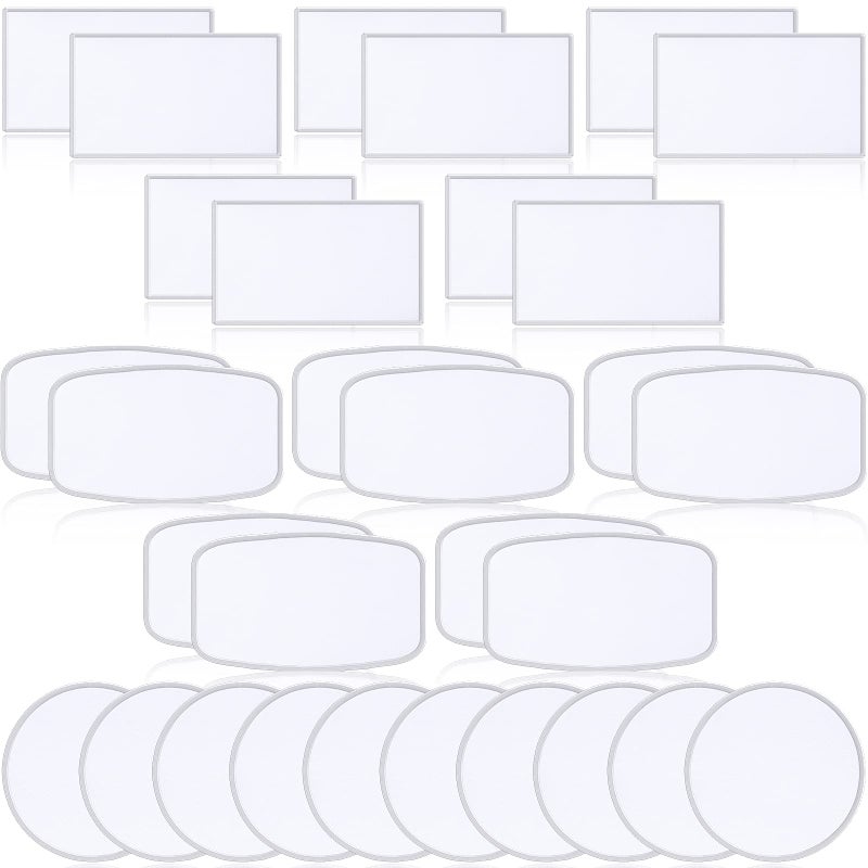 Waydress 30 Pieces Sublimation Patches Fabric Ironon Blank Patches 3 Shapes Repair Embroidery Sublimation Blank Hat Embroidery for DIY Crafts Caps Clothes Shoes Bags Backpacks UniformsWhite Frame 