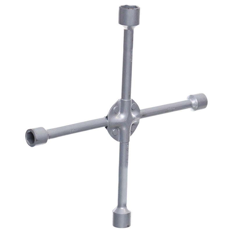 Generic Heavy Duty 4-Way Car Wheel Tire Cross X Wrench Lug Brace Bolt Nut With Support - Silver - Image 2