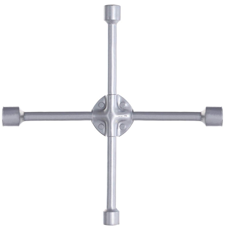 Generic Heavy Duty 4-Way Car Wheel Tire Cross X Wrench Lug Brace Bolt Nut With Support - Silver - Image 1
