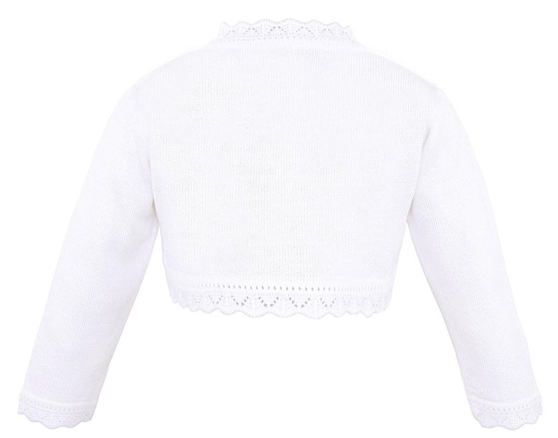 Lilax Baby Girls' Knit Long Sleeve Button Closure Bolero Cardigan Shrug 3-6 Months White - Image 2
