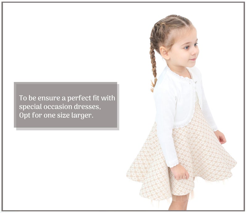 Lilax Baby Girls' Knit Long Sleeve Button Closure Bolero Cardigan Shrug 3-6 Months White - Image 3