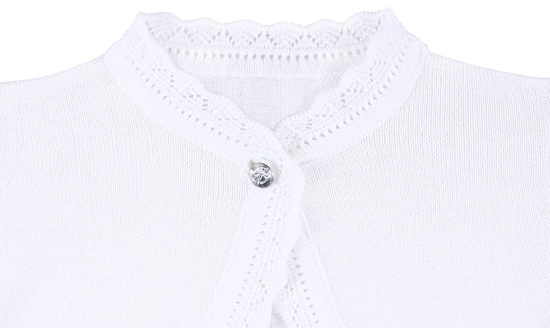 Lilax Baby Girls' Knit Long Sleeve Button Closure Bolero Cardigan Shrug 3-6 Months White - Image 4