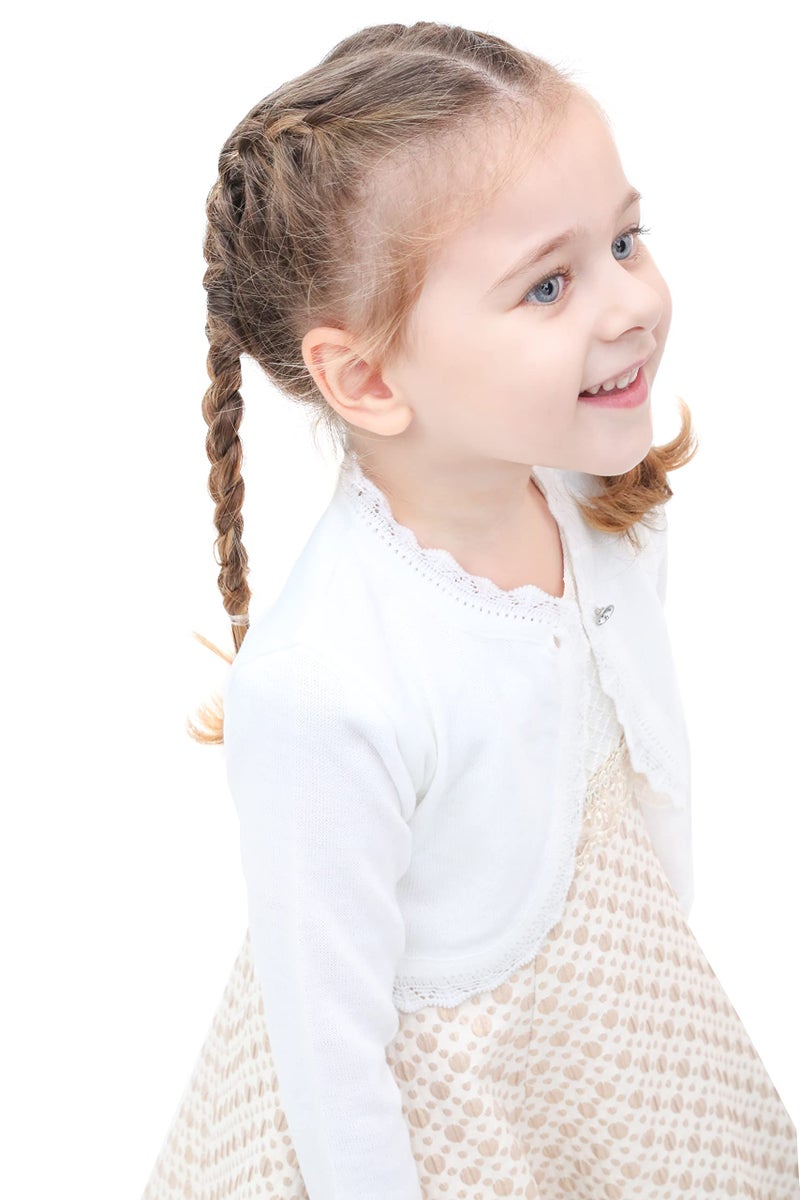 Lilax Baby Girls' Knit Long Sleeve Button Closure Bolero Cardigan Shrug 3-6 Months White - Image 5