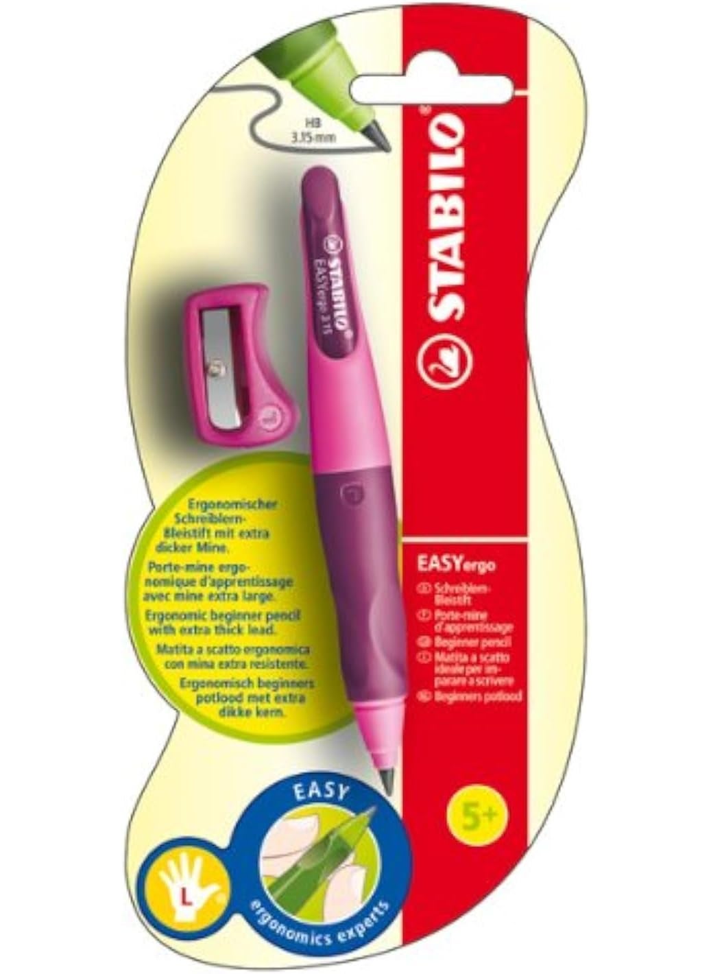STABILO STABILO EASYergo 315mm Mechanical Pencil Left Handed  Light PinkDark Pink  - Image 1