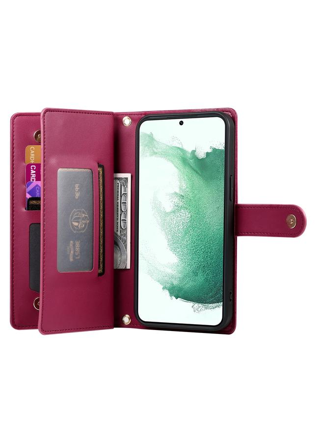 S-TOP Case For Samsung Galaxy S22+ 5G Nine Card-slot Zipper Wallet Bag Leather Phone Case - Image 3