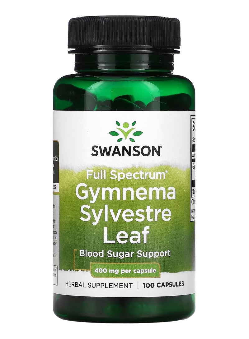 سوانسون Swanson, نبات جيمنيما سيلفستر، كامل الطيف، 400 مجم، 100 كبسولة