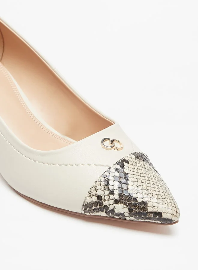Celeste Women's Panelled Slip-On Pumps with Kitten Heels
