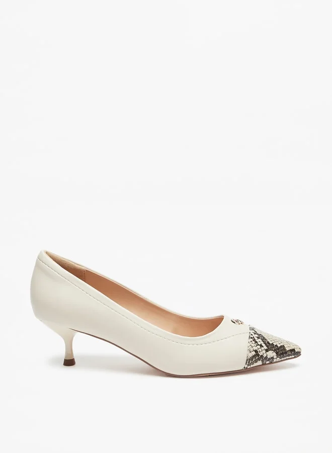 Celeste Women's Panelled Slip-On Pumps with Kitten Heels