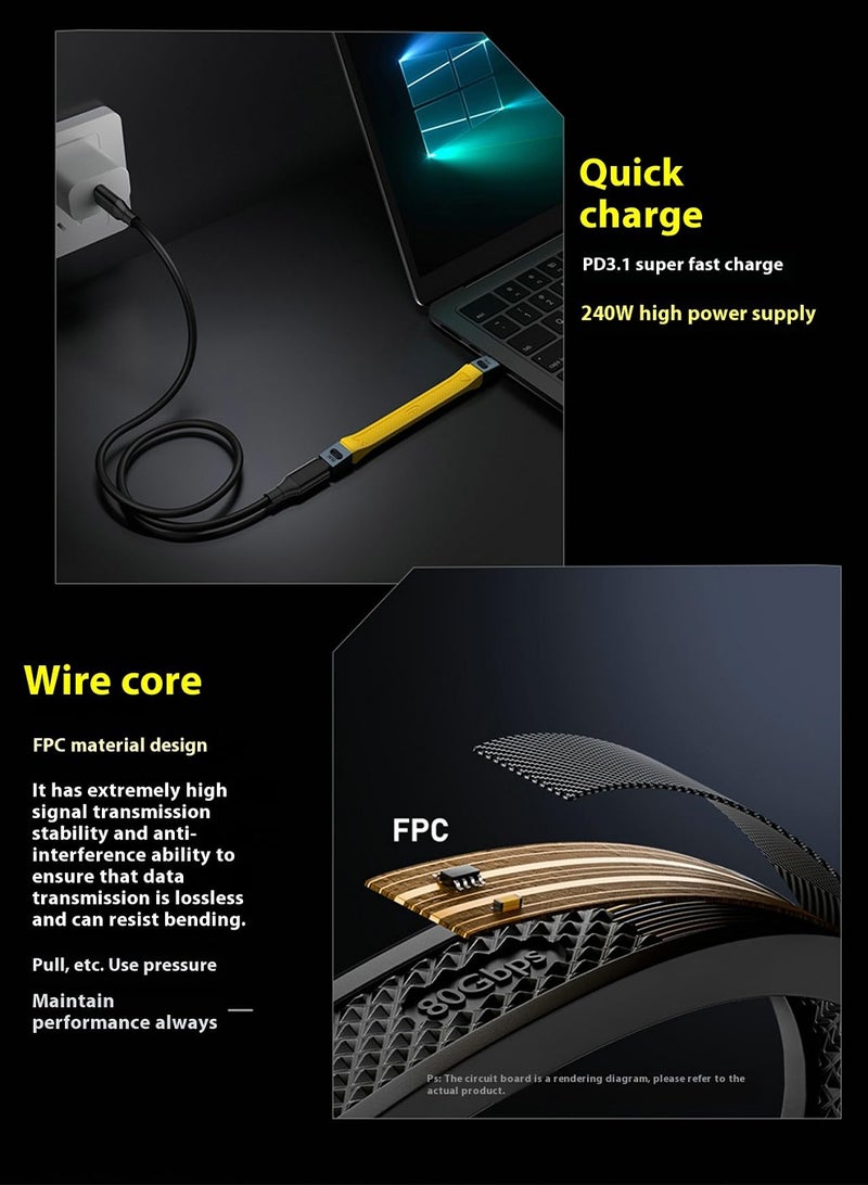 SANMUGEED 80Gbps USB C Cable,240W Type C Male to Male Adapter up to 120Gbps Bandwidth Amplification Support 16K@30Hz 8K@60Hz Compatible with Thunderbolt 5/4/3, USB 4.0, USB C 3.2/3.1 - Image 4