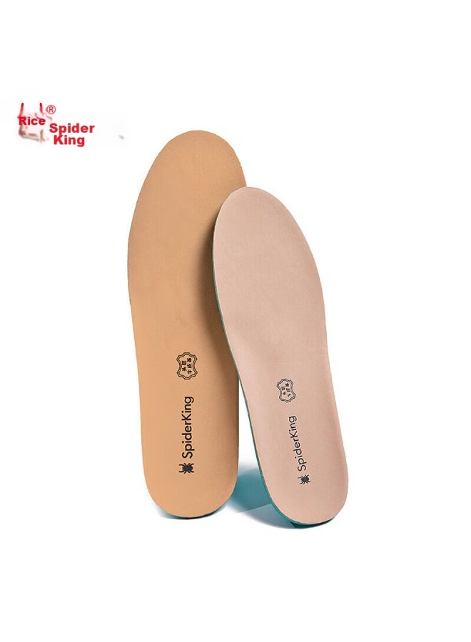 Spider King Leather Shoes Insoles For Men, Business Cowhide Breathable Sweat-absorbing Shock-absorbing Sports All-season Universal, Khaki , Size 41 - Image 3
