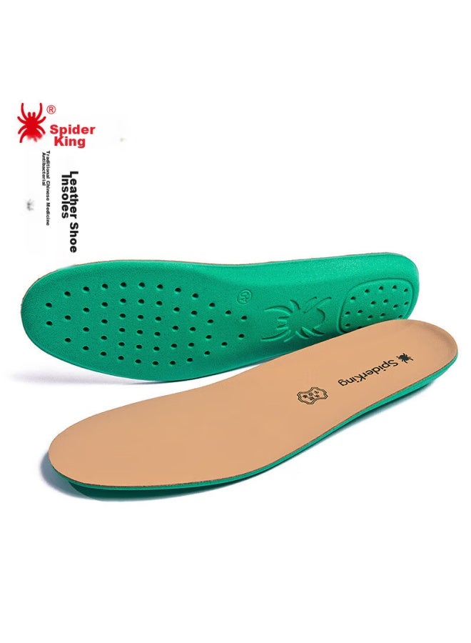 Spider King Leather Shoes Insoles For Men, Business Cowhide Breathable Sweat-absorbing Shock-absorbing Sports All-season Universal, Khaki , Size 41 - Image 1