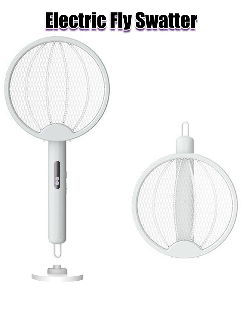 Generic Electric Fly Swatter 3-in-1 Mosquito Zapper with UV Light, 3000V High Voltage Rechargeable Racket, Wall-Mountable & Handheld Insect Killer for Home, Kitchen, Bedroom – Safe for Kids & Pets(White)  - Image 1